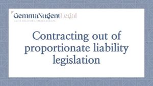 Title image: Contracting out of proportionate liability legislation